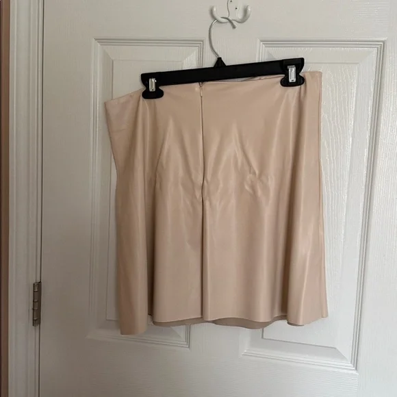 Cream Faux Leather Mini Skirt - Picture 2 of 3